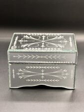 Studio Silversmith Artisan Mirrored Trinket Box Jewelry Etched Beveled Vintage picture