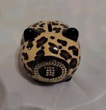 Betsy Johnson Critter Piggy Bank Leopard Print With Rhinestone Snout Vintage picture