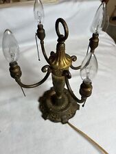 Vintage Gilt Brass Early 1900’s Working Candelabra 4 Light Table Lamp, V/ Unique picture
