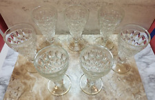 7 Vintage JEANNETTE GLASS Clear THUMBPRINT 6 5/16