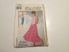  Simplicity Pattern #7515 Misses Flared Top Skirt Pants Sizes 6/8/10 UNCUT 1986 picture