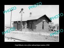 OLD LARGE HISTORIC PHOTO OF VIRGIL ILLINOIS THE RAILROAD DEPOT STATION c1940 picture