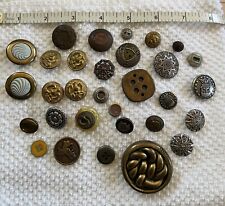 Antique Vintage Lot Of 31 Metal Buttons Metal Picture Victorian Etc picture