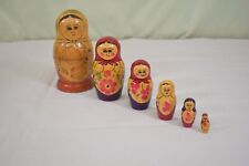 Vintage Wooden Russian Nesting Doll Set of 5 Hand Painted picture