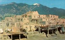 South Pueblo Taos New Mexico Pueblo Mountains Native American Vintage Postcard picture