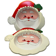 Vintage Molded Plastic Santa Claus Serving Bowl Christmas Holiday Party Dish Set picture