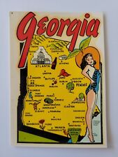 Vintage Georgia Travel Decal Water Transfer Sticker Risque Lady Peach State Map picture