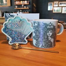2022 Starbucks Sea Goddess Mermaid Coffee Mug Cup 16oz With Shell Coaster Spoon picture