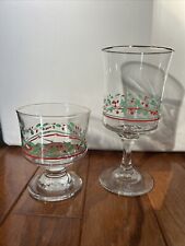 11 tall stem/ 16 short stem SET Vintage Arby's Christmas Glasses Collection 1987 picture