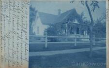 Cyanotype RPPC Rooming house 1907 Real Photo Post Card 1c stamp Vintage picture