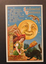 1916 USA Halloween Postcard Cover ? to NY Moon and Witch picture