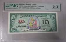 2002 $10 DISNEY DOLLAR DIS79 BLOCK A-A TINKERBELL GRADED PMG AU-55 RARE  picture