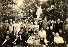 1956 Vintage Propaganda Photo Workers with Lenin Monument in Background picture