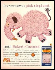 1961 Baker's Coconut Pink Elephant Vintage PRINT AD Baking Cake Dessert picture