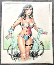 Signed Quest/Kuettner Naughty Wonder Woman Colored Pencil Commission 11X13 picture