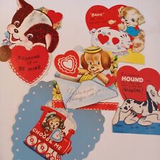 Vintage Children's School Classroom Dog Valentine's Day Cards Used Train Bank picture