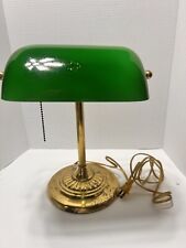- Vintage 1960's UL Desk Lamp Brass Green Shade Library Lamp Banker Light picture