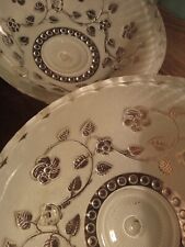 2 VINTAGE FROSTED GLASS CEILING LIGHT COVERS, floral & ivy pattern, GORGEOUS picture
