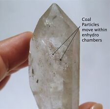 SEE VIDEO Rare DT Quartz Enhydro w/Moving Coal, Rainbows 43.9g picture