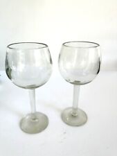 Pair Of Mexican Hand Blown Chardonnay Wine Glasses Clear 12 Oz picture