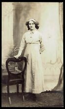 Woman Standing Beside Chair - Photographer's 1910’s Real Photo Postcard pc340 picture