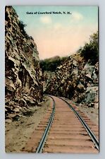 Crawford Notch NH-New Hampshire, Gate Railroad Tracks, Antique Vintage Postcard picture