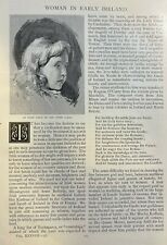 1889 Woman in Early Ireland illustrated picture