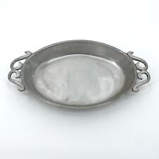 VTG York PEWTAREX Pewter Scroll Handled Casserole Dish 12 x 8 x 2 USA Made 1972 picture