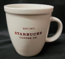 2007 STARBUCKS Holiday Mug Coffee Cup 18oz est. 1971 Red Lettering White picture
