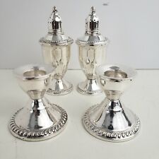 Crosby Sterling Silver Weighted Salt & Pepper Shakers Candlestick Holders picture
