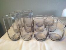 Set 12 (2 Sizes) Rare 14 Sided Purple Tint Drinking Glasses picture
