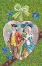 VALENTINE'S DAY - Dressed Up Couple In Heart Postcard - 1909 picture