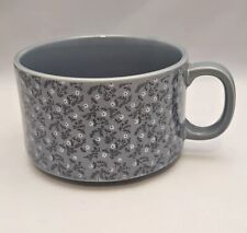 Vintage Japanese Ditzy Floral Ceramic Soup Mug Gray White Flower Coffee Cereal picture