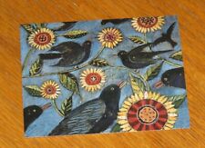 Susan Winget Art - Sunflower Crows - 2004 Lang Primitives Note Cards 4ct picture