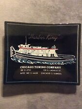 “Harbor King” Chicago Towing Company Glass Tray 4”x5”, circa 1958 - 1961 picture