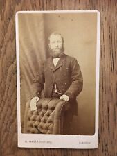 Glasgow CDV Original Victorian Photo Bearded Man in Spotted Cravat  picture