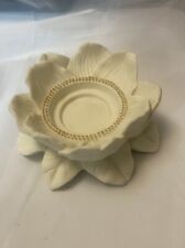 RETIRED PartyLite IVORY Bisque Porcelain Magnolia Lotus Flower Candleholder picture