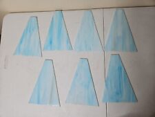 Slag Glass FLAT Panels Blue Lot Of 7 Antique Lamp Shade Repair Replacement  picture
