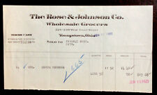 1922 Bill Head Youngstown Ohio The Ross & Johnson Co Wholesale Grocers #b9 picture