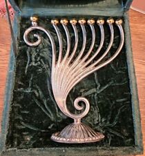 Jacob Rosenthal Judaica Collection Menorah - Silver Plated with Gold Tone Caps picture