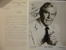 Matlock No Time For Sergeants ANDY GRIFFITH hand signed photo with biography picture