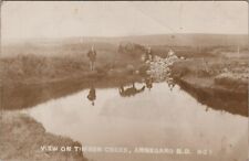 RPPC Arnegard ND Timber Creek Reflection Horse People On Rocks postcard NQ14 picture