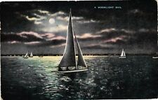 Vintage Postcard- A Moonlight Sail picture