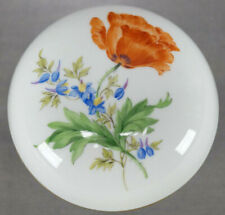 Meissen Hand Painted Red Poppy Floral & Gold Round Trinket Box 20th Century picture