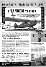Vintage 1941 Aviation Print Ad - Taylorcraft - Tandem Aircraft Trainers picture