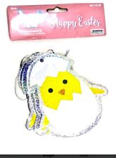 Holographic Easter Chick Ornaments,chipboard,5x,Silver Hanging Loops,5.2