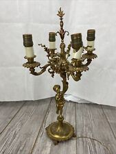 Antique Cupid Brass 4-light Table Lamp Ornate French Electrified Gilt Heavy picture