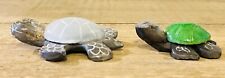 Set Of 2 Vintage Hand Carved Marble Stone Sea Turtle Figurines Green /Gray picture