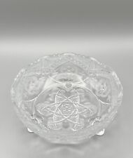 Vintage 1920’s Clear Indiana Pressed Glass “Rayed Flower” 3-Footed Berry Bowl picture