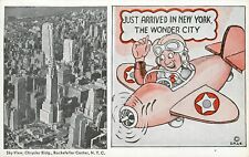 WW2 Era New York Sky View of Chrysler Building - Comic Series Postcard picture